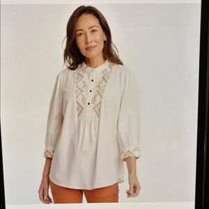 Knox Rose Embroidered Boho Blouse Size Medium